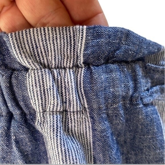 Beachlunchlounge Giavanna Stripe Linen Paper-Bag Tie Waist Pant Pull On Coastal - Picture 4 of 16